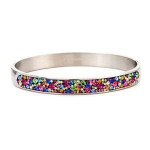 Stainless steel multi color crystal bangle bracelet.